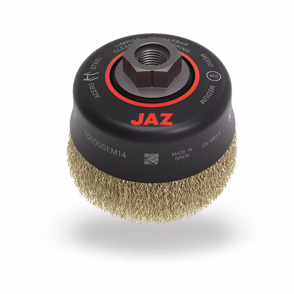 0Jaz Cup Brush Crimped 100mm x 30mm x 0.3mm - M14 x 2 - Coated Steel (BRUC-1000)