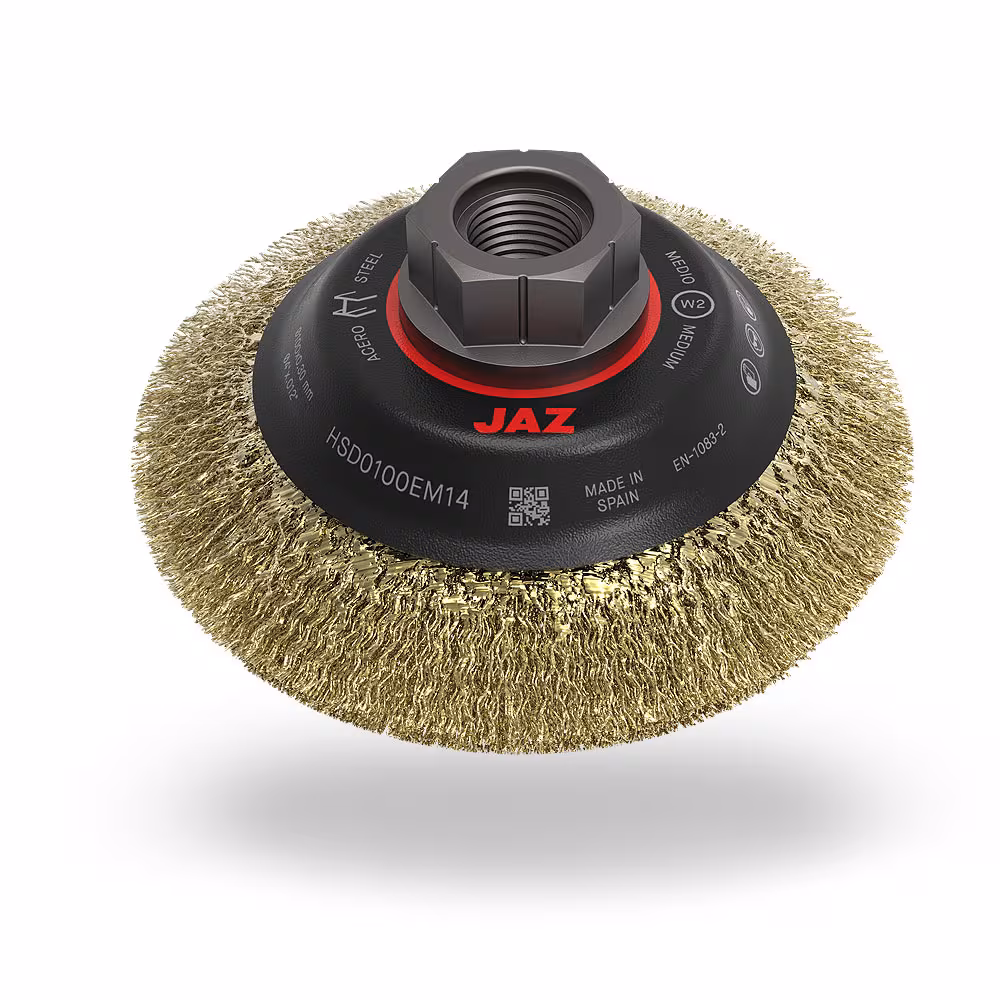 Jaz Bevelled Brush High Speed 100mm x 24mm x 0.3mm - M14 x 2 - Coated Steel (BRUH-0100)