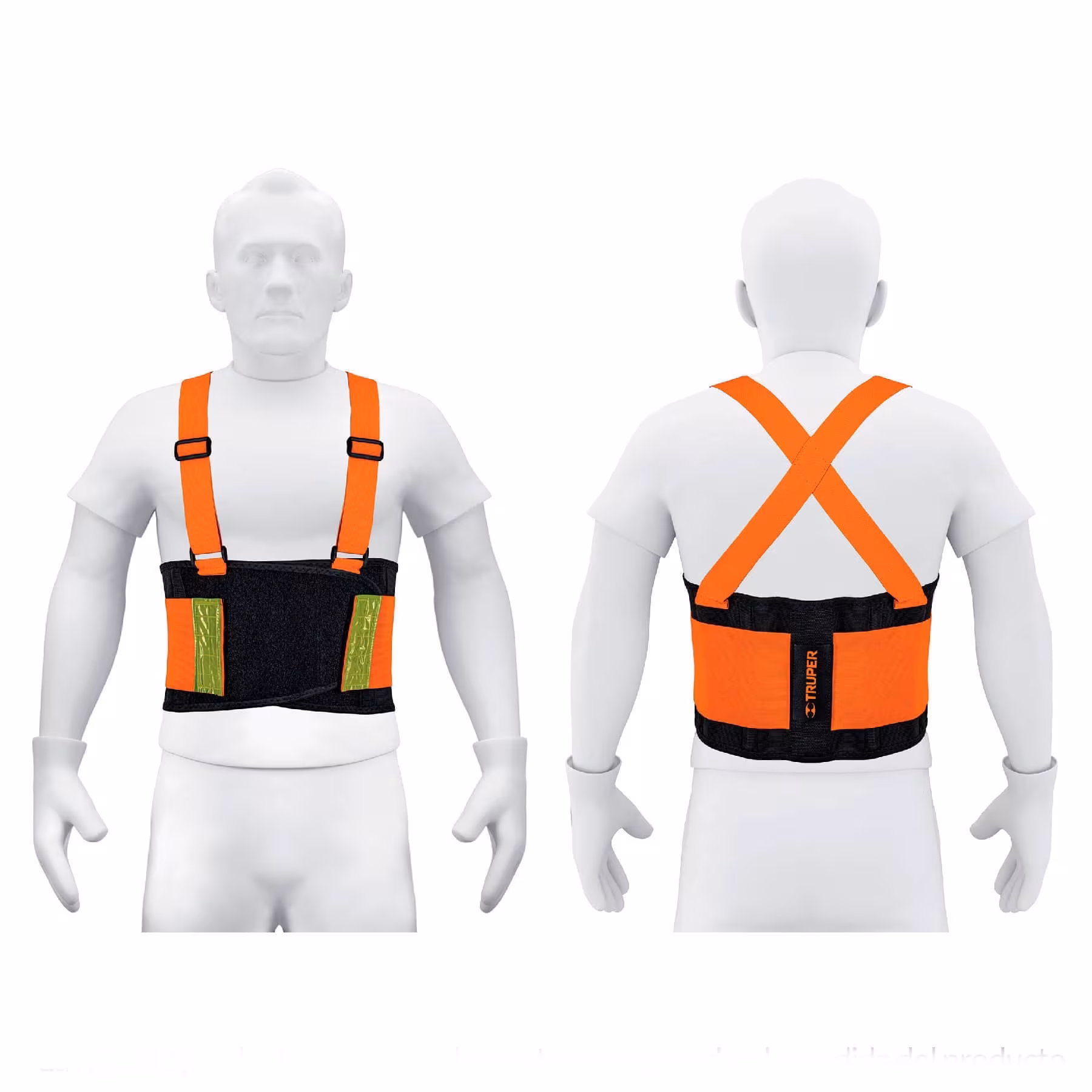Truper Support Belt Large with High Visibility Tape 38-44"